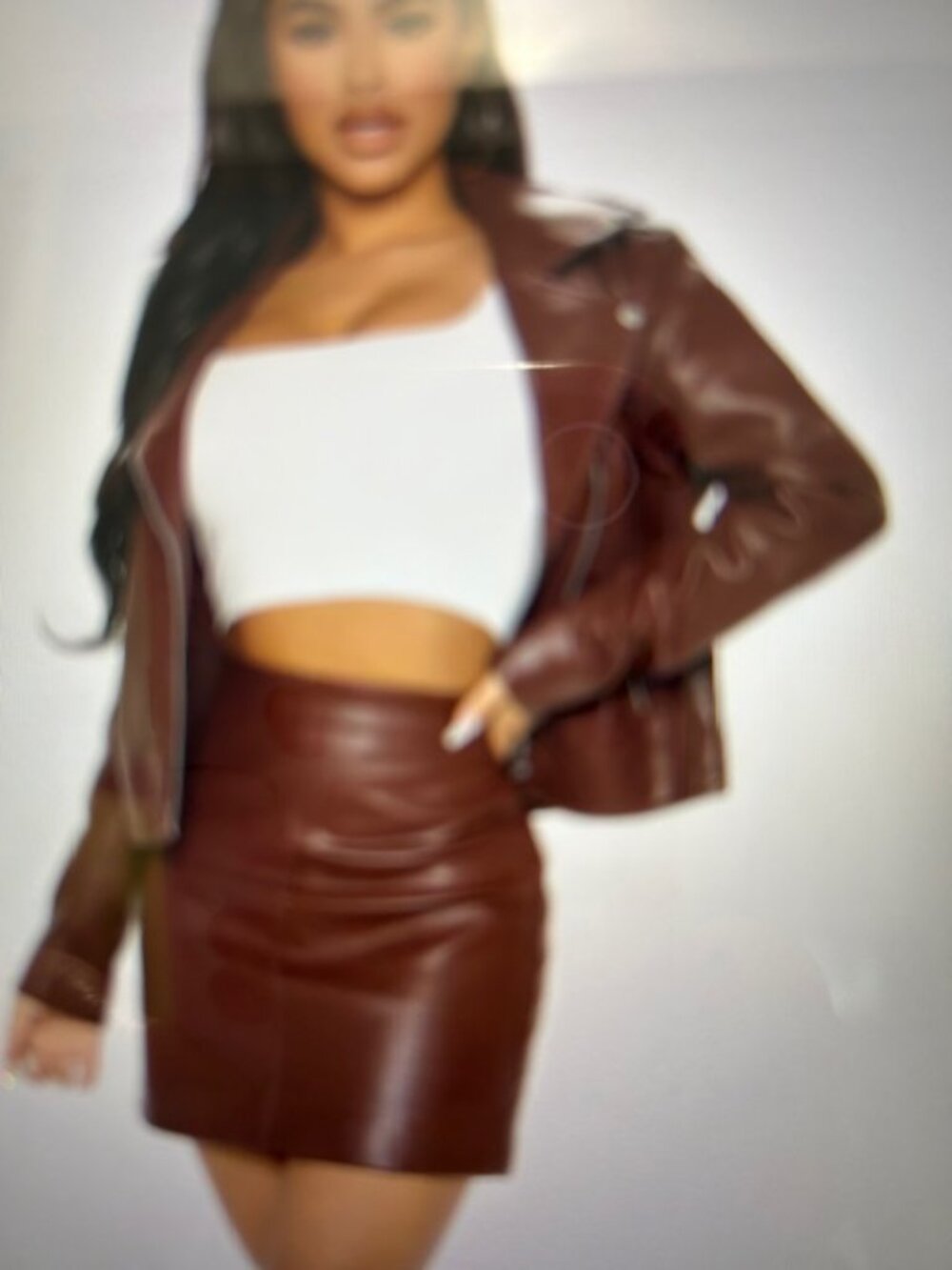 Fashion Nova brown faux mini skirt M nwt